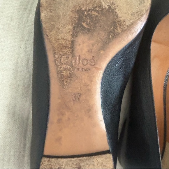 Chloe Italian Leather Pointed Toe Flat Sz 37 black - Picture 9 of 11